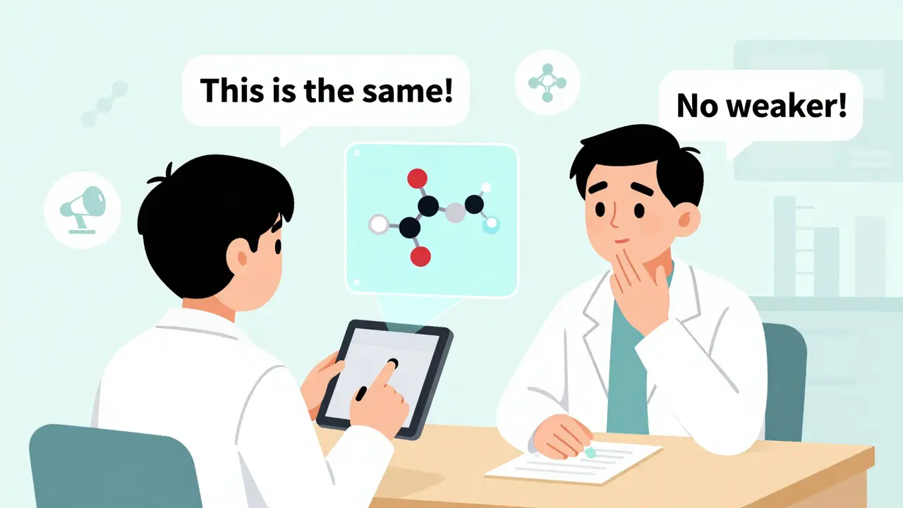 A pharmacist scans a pill that projects a hologram proving it matches the brand-name drug.