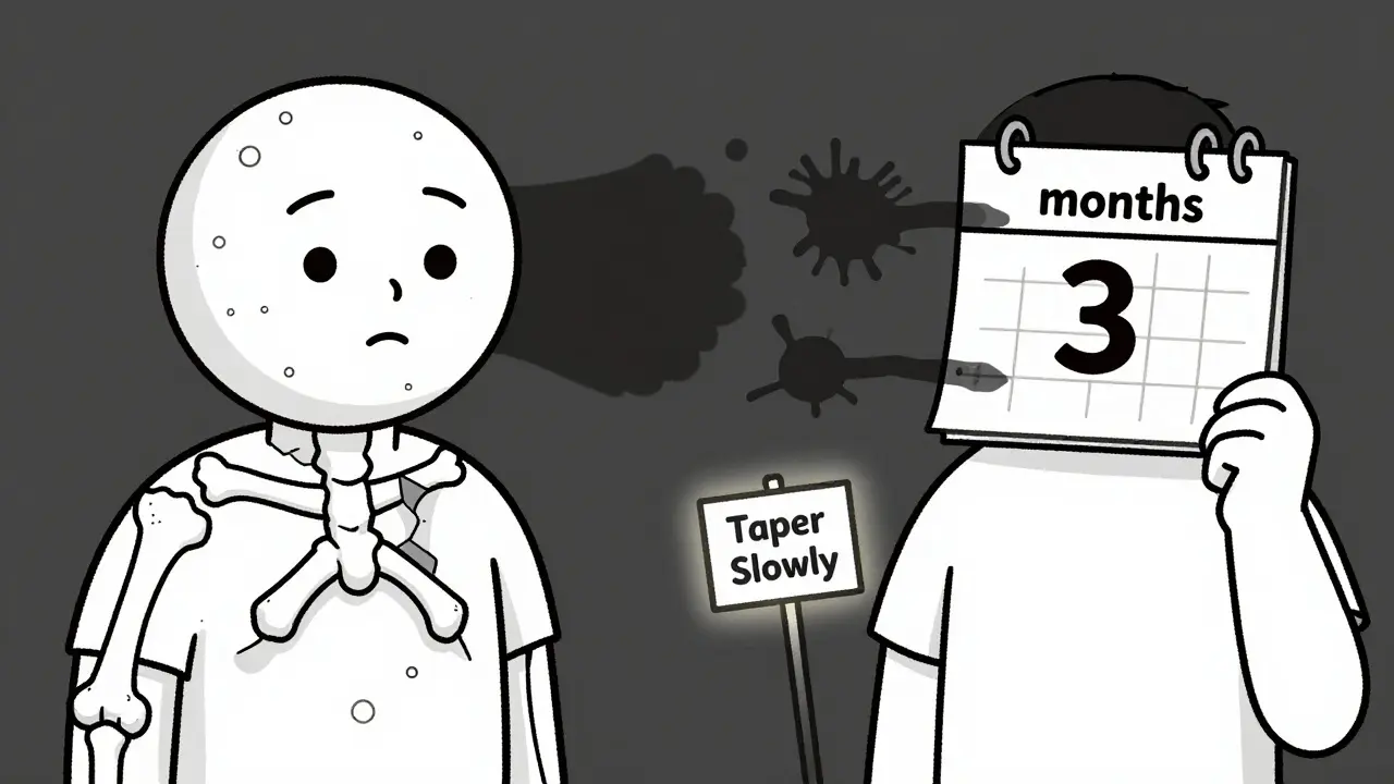 Side effects of long-term steroid use: moon face, bone damage, and health risks looming over the user.